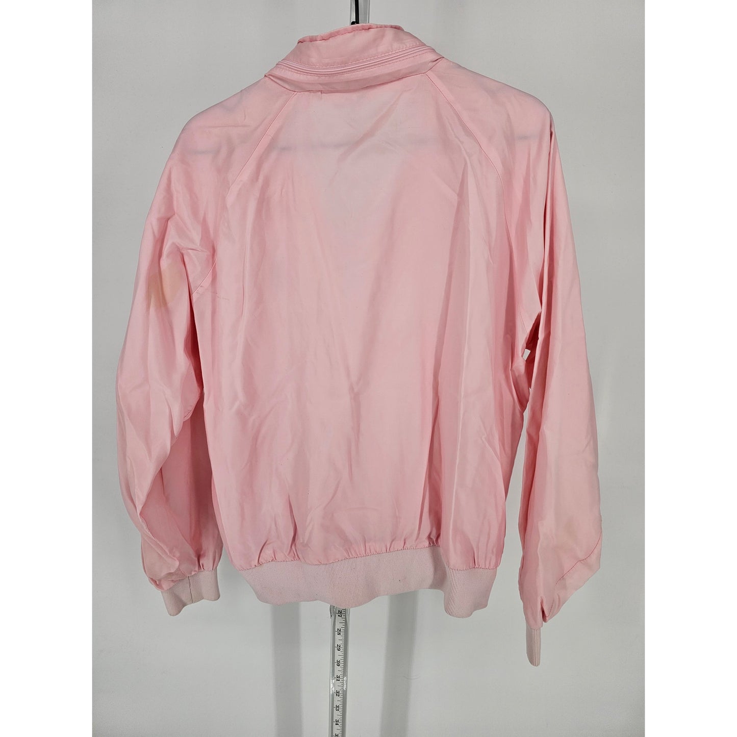 Vintage La Mode Womens Sz L Light Pink Zip Up Satin Jacket Paso Robles 1970s