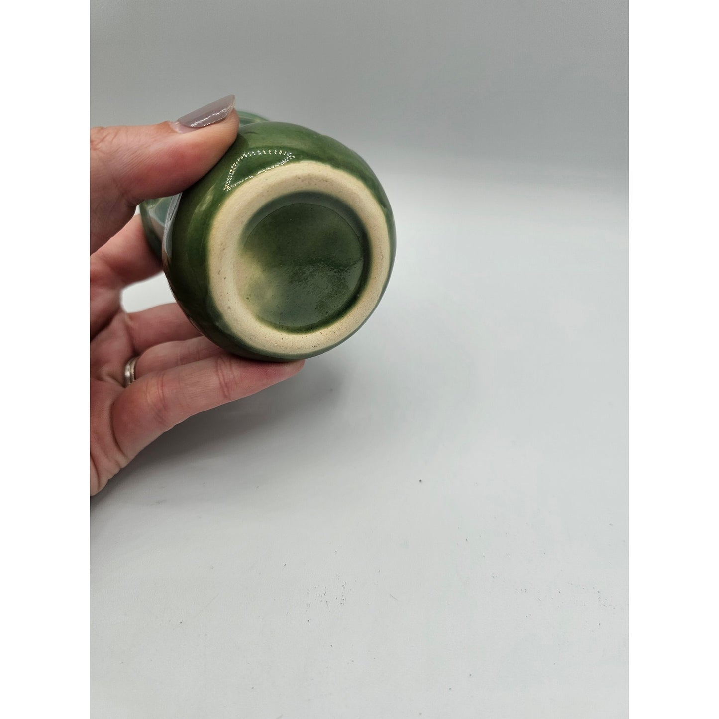 Vintage Tealight Candle Wax Warmer Avocado Green Ceramic Miniature