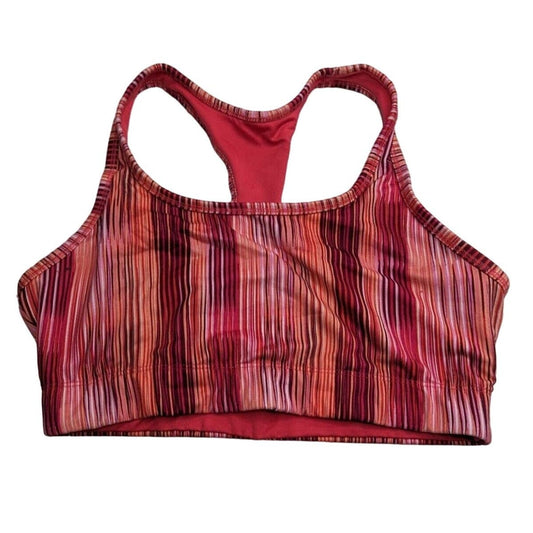 Balance Collection Womens Sz L Compression Racerback Sports Bra Pink Red