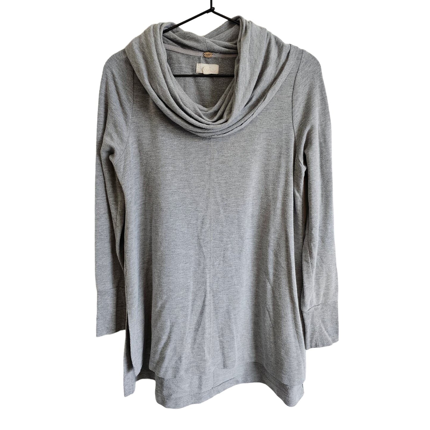 Cupio Womens Sz M Long Sleeve Tunic Length Cowl Neck Sweater Light Gray