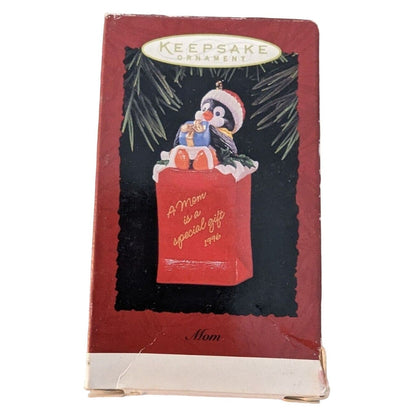 Vintage Hallmark Keepsake Ornament 1996 A Mom Is A Special Gift Penguin
