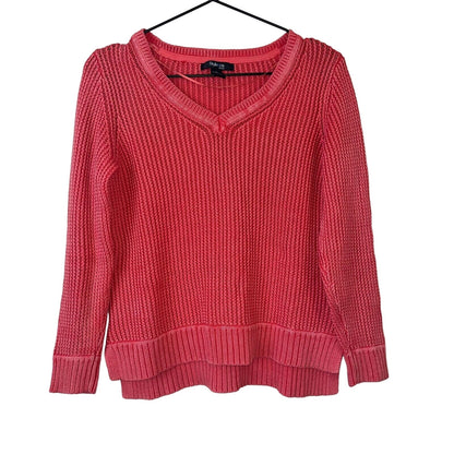 Style & Co Womens Sz PL Petite 100% Cotton Coral Knit Sweater V Neck