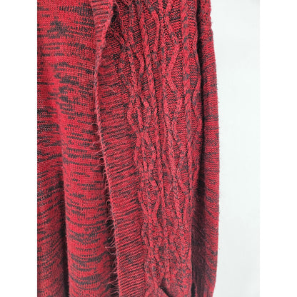 Merona Womens Sz XS Knee Length Open Front Cardigan Sweater Dark Red Cableknit