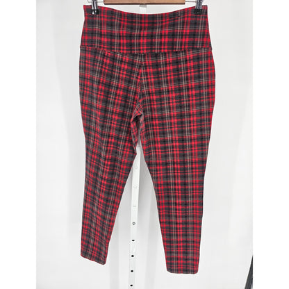 Casablanca by Marrakech Womens Sz M Pull On Leggings Red Black Plaid Punk