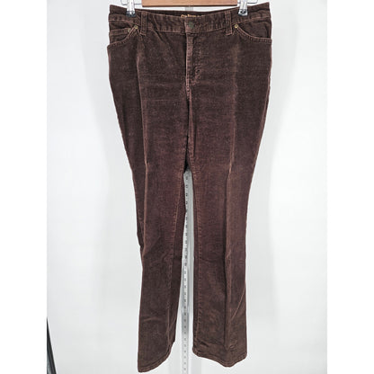 St Johns Bay Womens Sz 6P Petite Boot Cut Corduroy Pants Brown