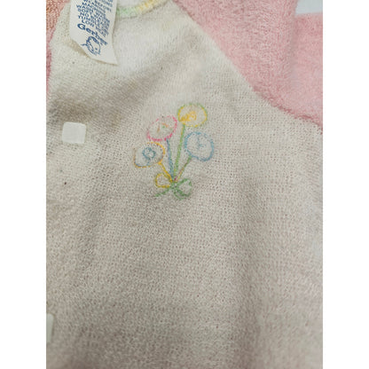 Vintage 1990s Gerber Baby Girls Sz 0-3M Terrycloth Pajama Pink White One Piece