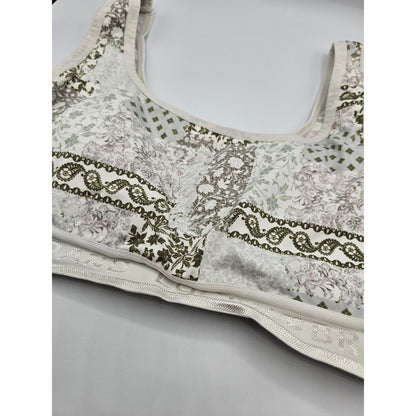 Lucky Brand Womens Sz M Cotton Bralette Bra Patchwork Print