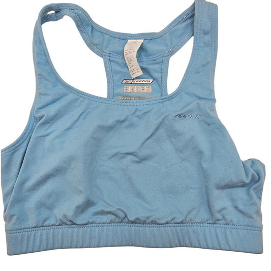 Reebok Womens Sz L Racerback Sports Bra Light Blue Cotton