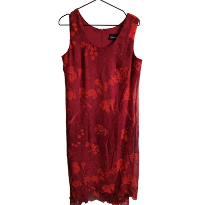 Melissa Harper Womens Sz 8 Vintage 1990s Red Floral Dress Midi