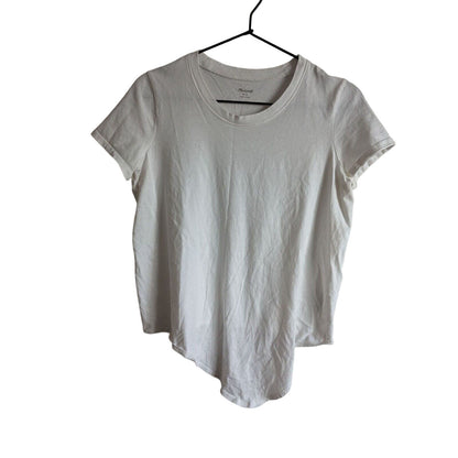 Madewell Womens Sz S Knot Front Tee T Shirt Solid White Crew Neck