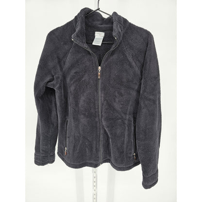 Danskin Now Womens Sz L Full Zip Fuzzy Fleece Jacket Black Athletic