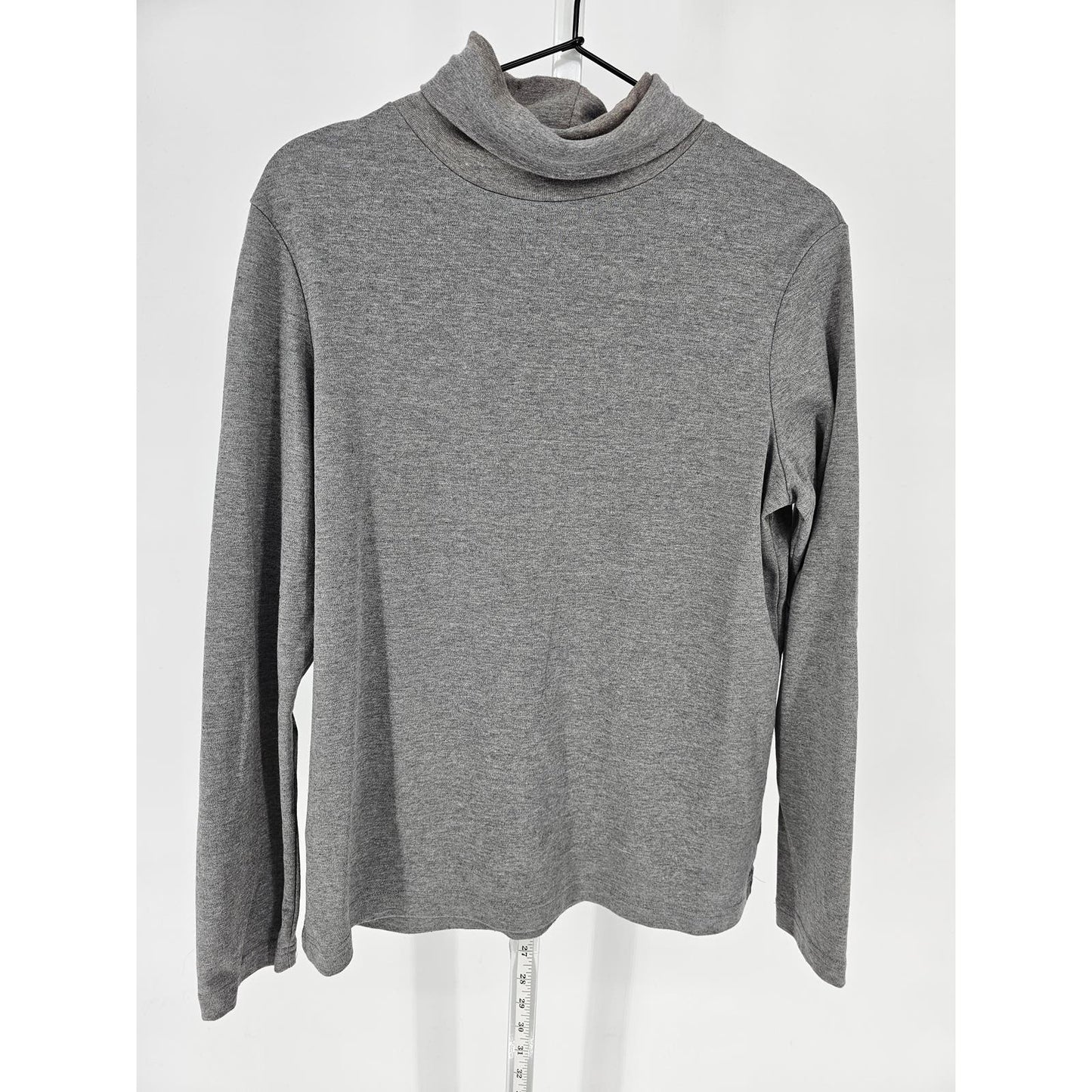 Croft & Barrow Womens Sz L Long Sleeve Cotton Turtleneck T Shirt Gray