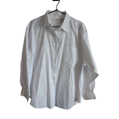 Jaclyn Smith Classics Womens Sz L Long Sleeve Button Up Shirt Solid White