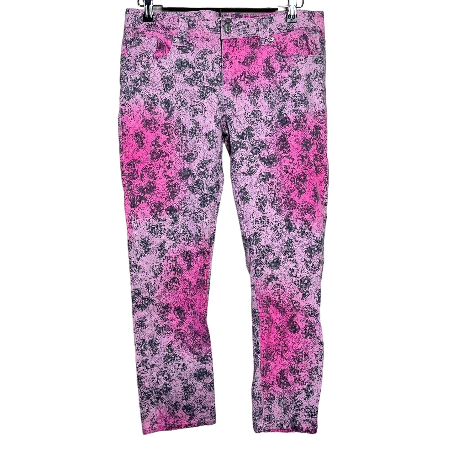 Jalate Juniors Sz 11 Bright Pink Skinny Jeans Paisley Print