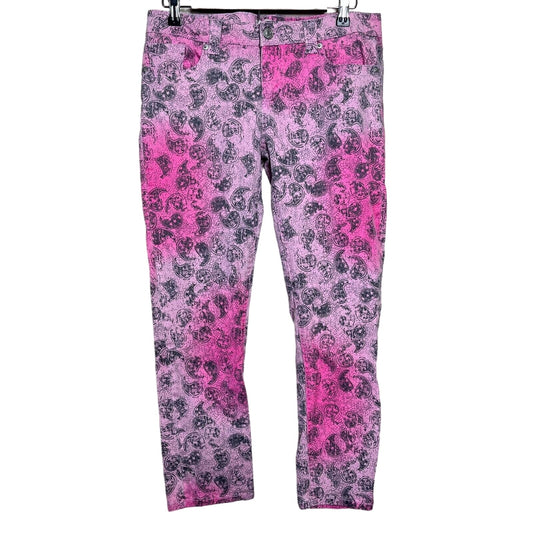 Jalate Juniors Sz 11 Bright Pink Skinny Jeans Paisley Print
