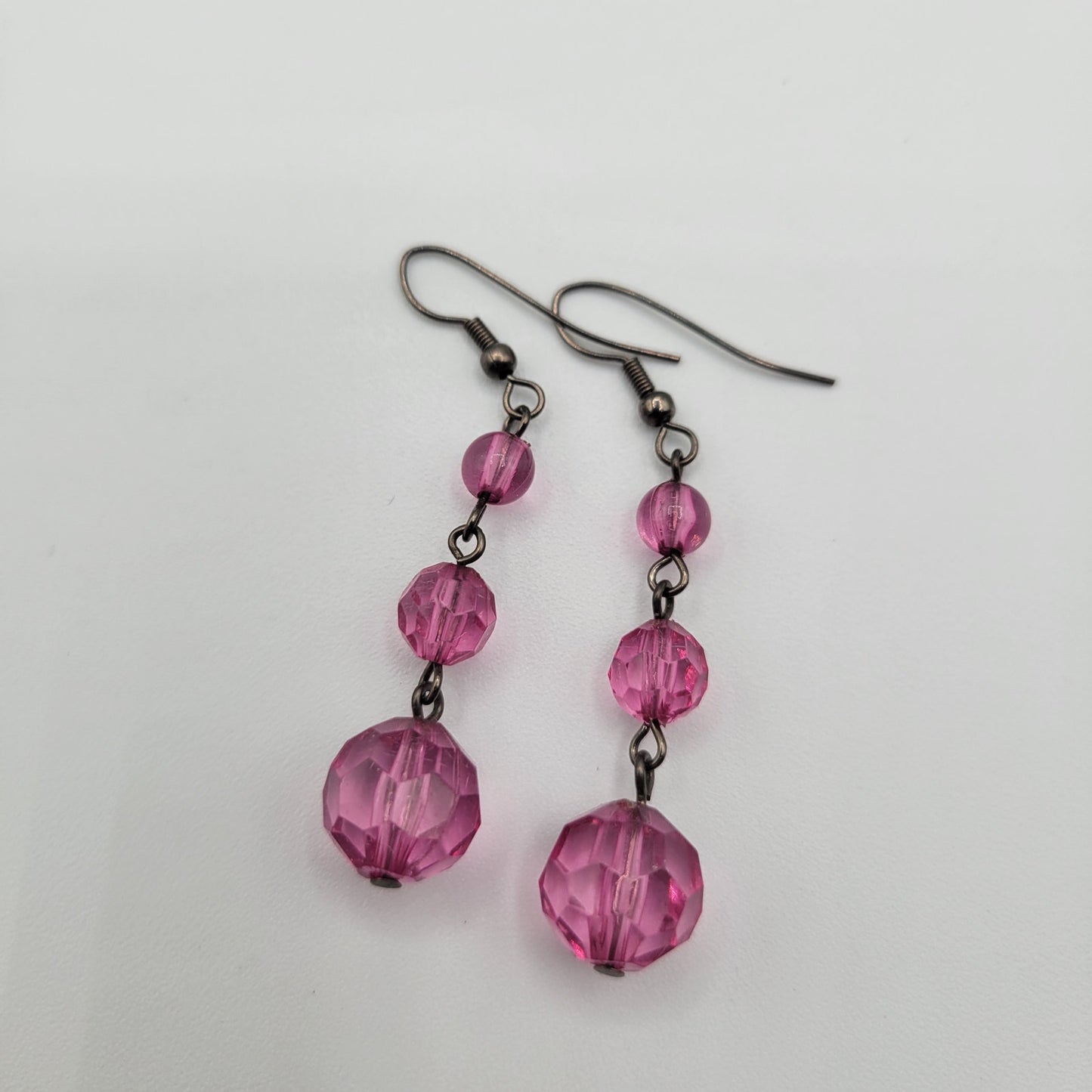 Vintage BARCS Silver TONE Amber Orange Glass CABOCHON Clip ON Earrings