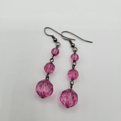 Vintage BARCS Silver TONE Amber Orange Glass CABOCHON Clip ON Earrings