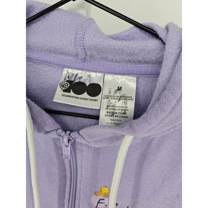 Warner Bros Store Womens M Zip Up Hoodie Sweatshirt Purple FRIENDS Looney Tunes