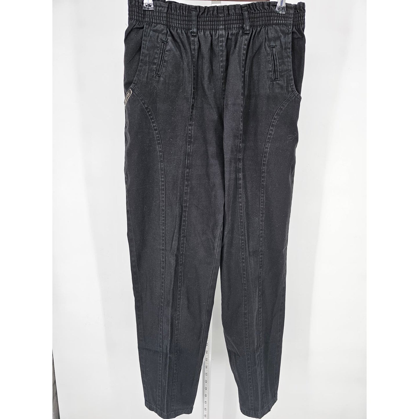 Vintage PS Gitano Womens Sz 14 Pull On Elastic Waist Baggy Pants Black Paperbag