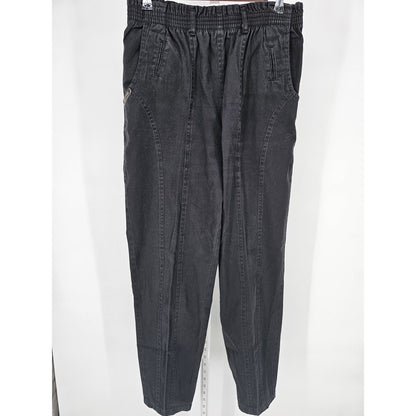 Vintage PS Gitano Womens Sz 14 Pull On Elastic Waist Baggy Pants Black Paperbag