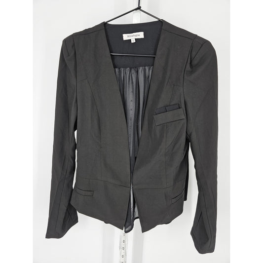 Millefoglie Womens Sz S Clasp Front Blazer Jacket Black Open Back Semi Sheer