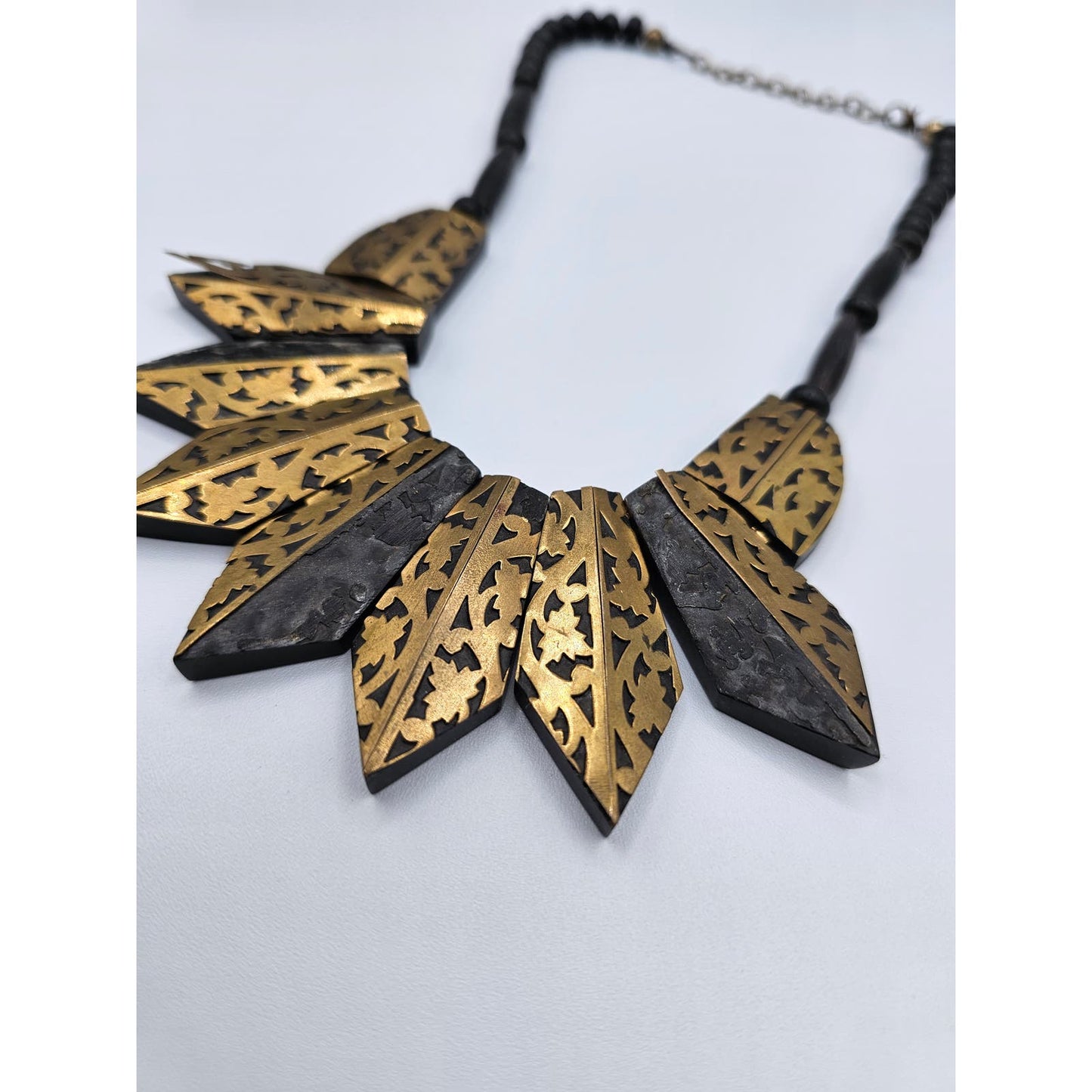 Vintage 1970s Collar Style Statement Piece Necklace Gold Silver Tone