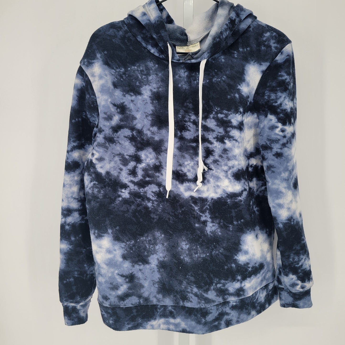 Bobbie Brooks Womens Sz S Pullover Hoodie Sweatshirt Blue White Tie Dye