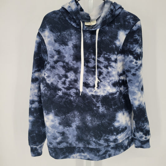 Bobbie Brooks Womens Sz S Pullover Hoodie Sweatshirt Blue White Tie Dye