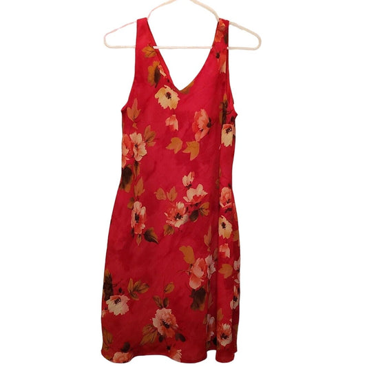 Connected Apparel Womens Sz L Knee Length Red Sundress Dress 1990s