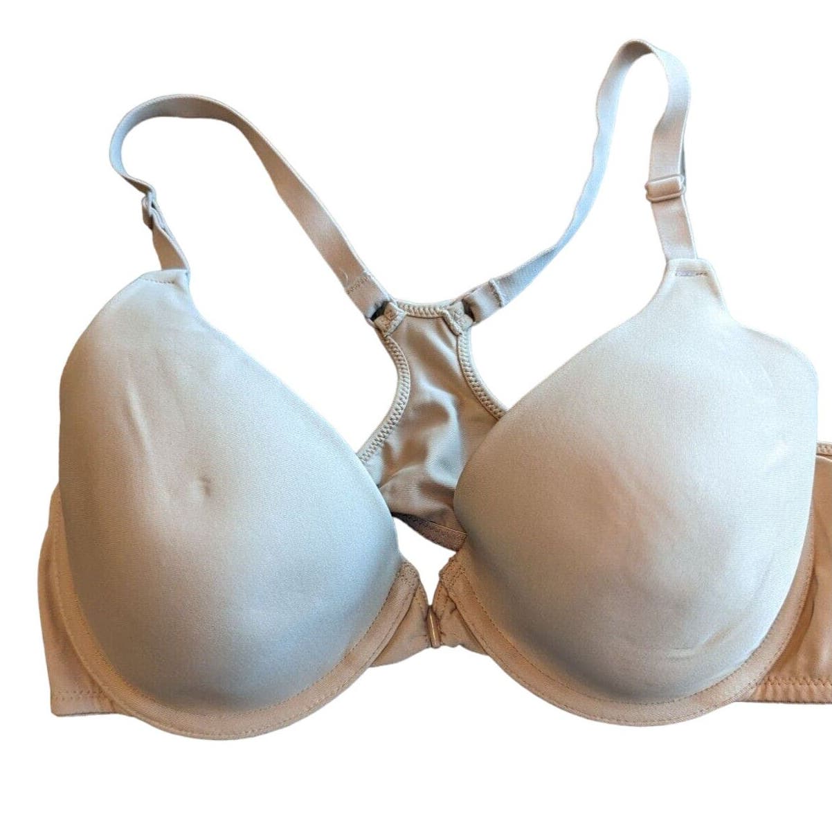 Maidenform Womens Sz 38C Front Clasp T Shirt Bra Beige Style 109-34