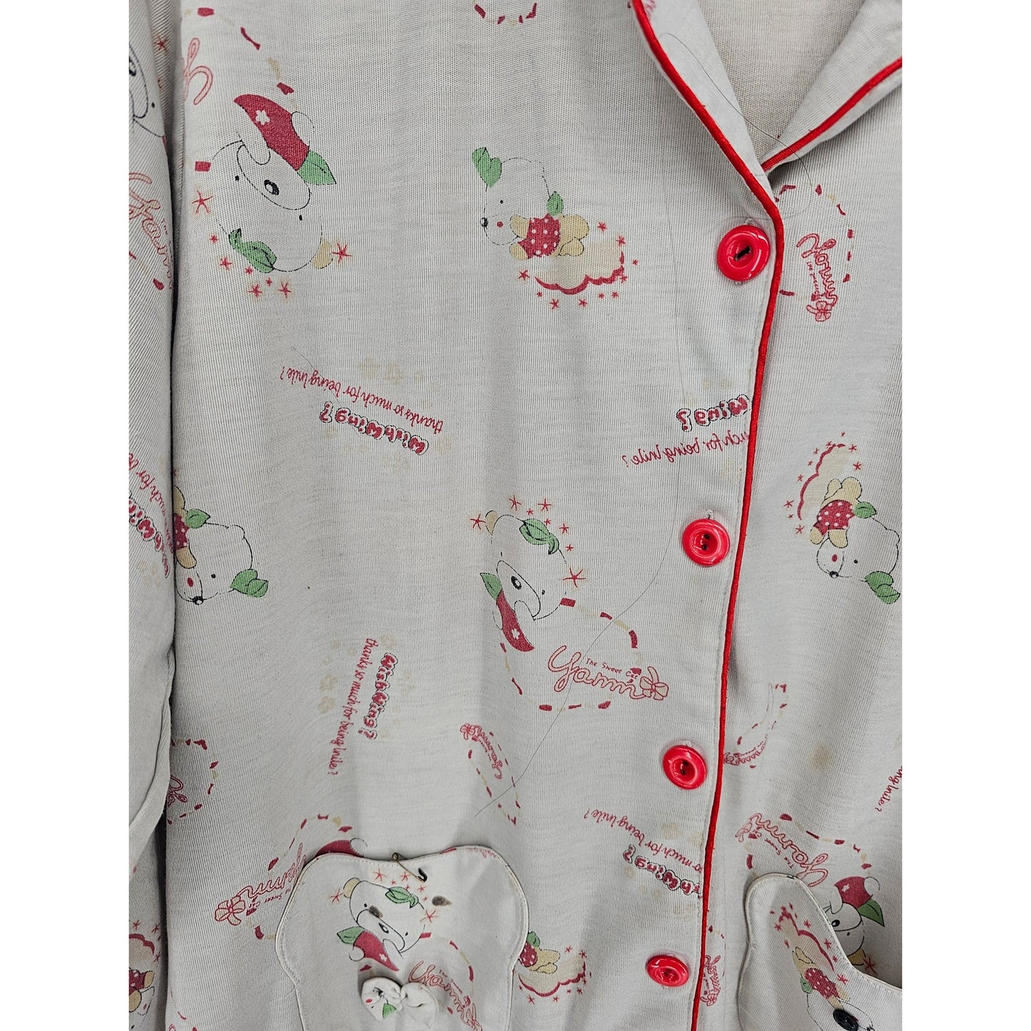 Vintage Medina Womens Sz M Long Sleeve Cotton Pajama Set Wish Wing Anime