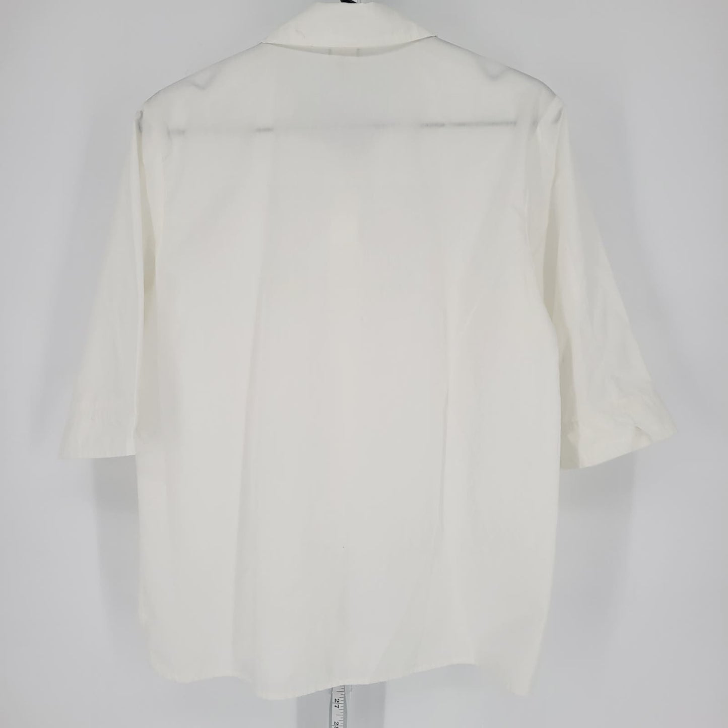 Haband Womens Sz M 1/2 Sleeve Button Up Blouse Solid White