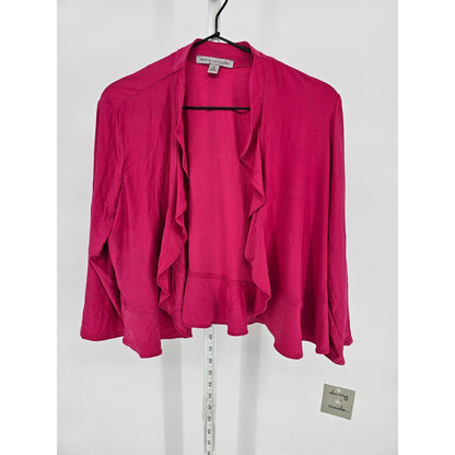 Danny and Nicole Womens Sz 12 Long Sleeve Bright Pink Shrug Cardigan NEW