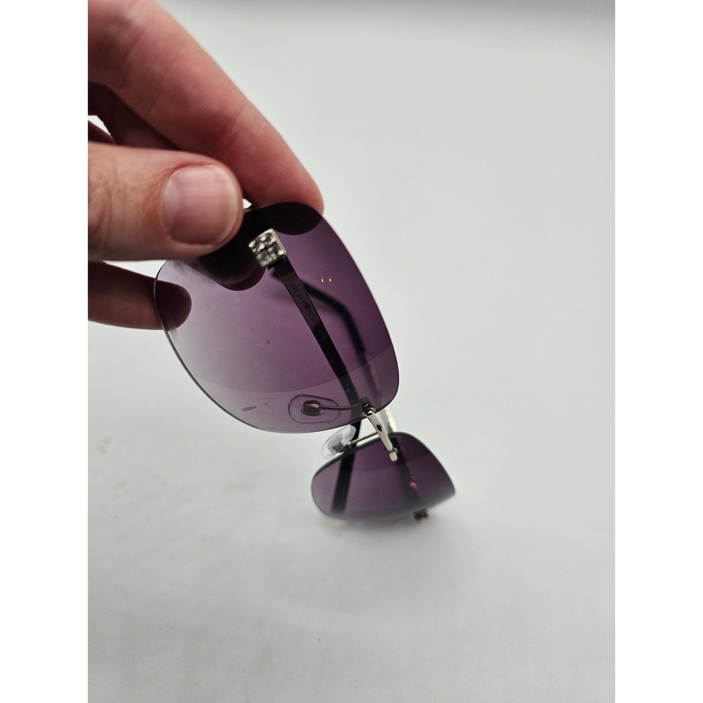 Chicos Womens Purple Lens Sunglasses Rhinestone Detail Frameless