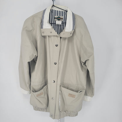 Vintage 1990s Outbrook Womens Sz M Slouchy Jacket Light Beige Button Front