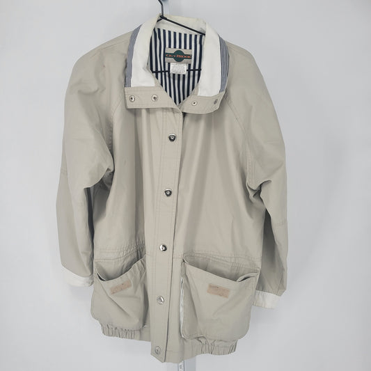 Vintage 1990s Outbrook Womens Sz M Slouchy Jacket Light Beige Button Front
