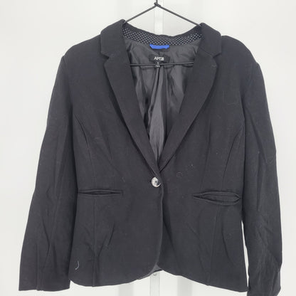 Apt 9 Womens Sz M Single Button Blazer Jacket Black