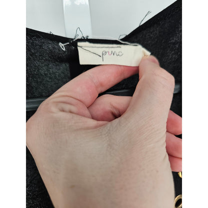 PINC Womens Sz L Swimsuit Cover Up Romper Black Gold Lace Up