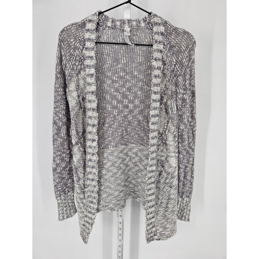 Aeropostale Womens Sz XS Open Front Knit Cardigan Sweater Gray White