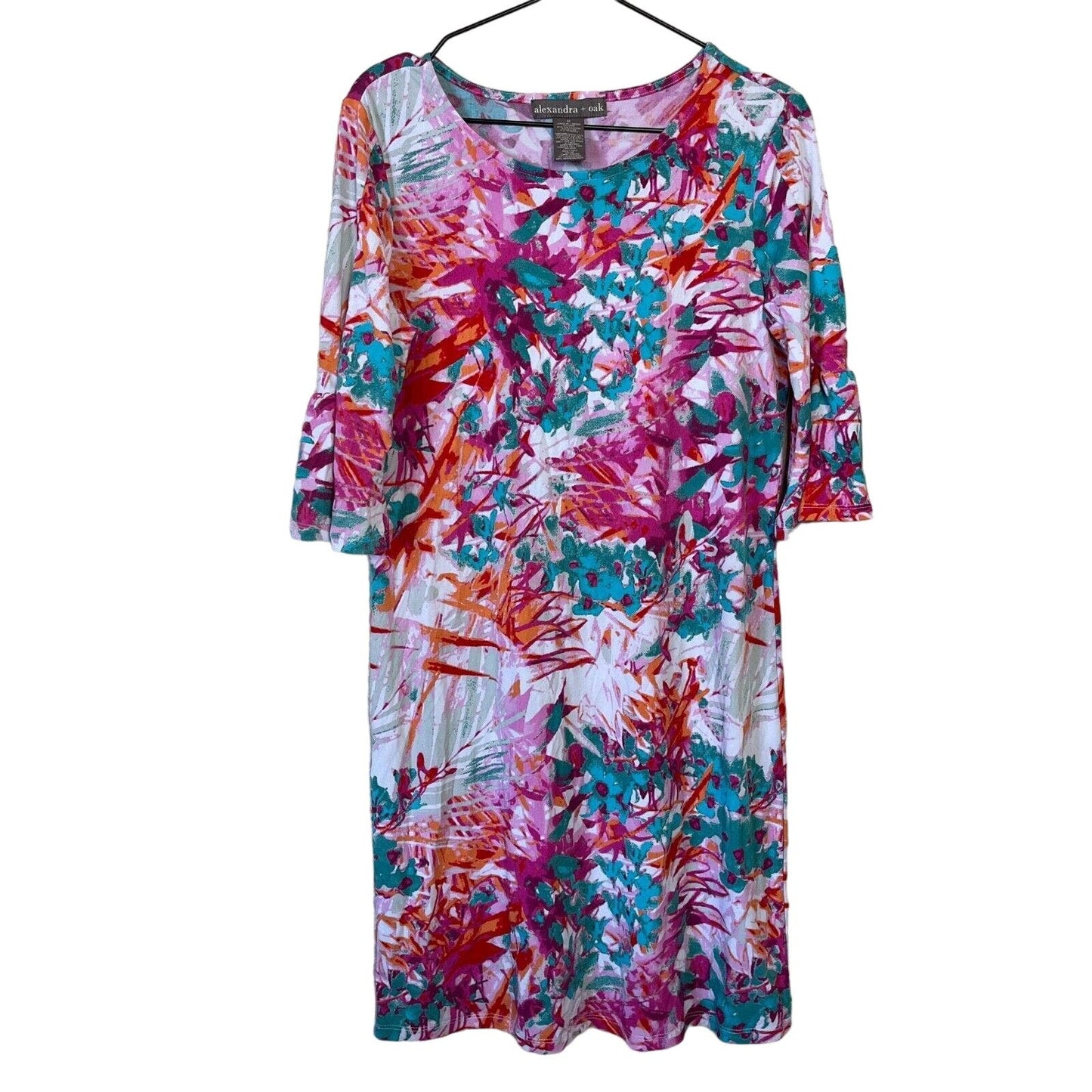 Alexandra + Oak Womens Sz M Knee Length Bright Floral Shirt Dress