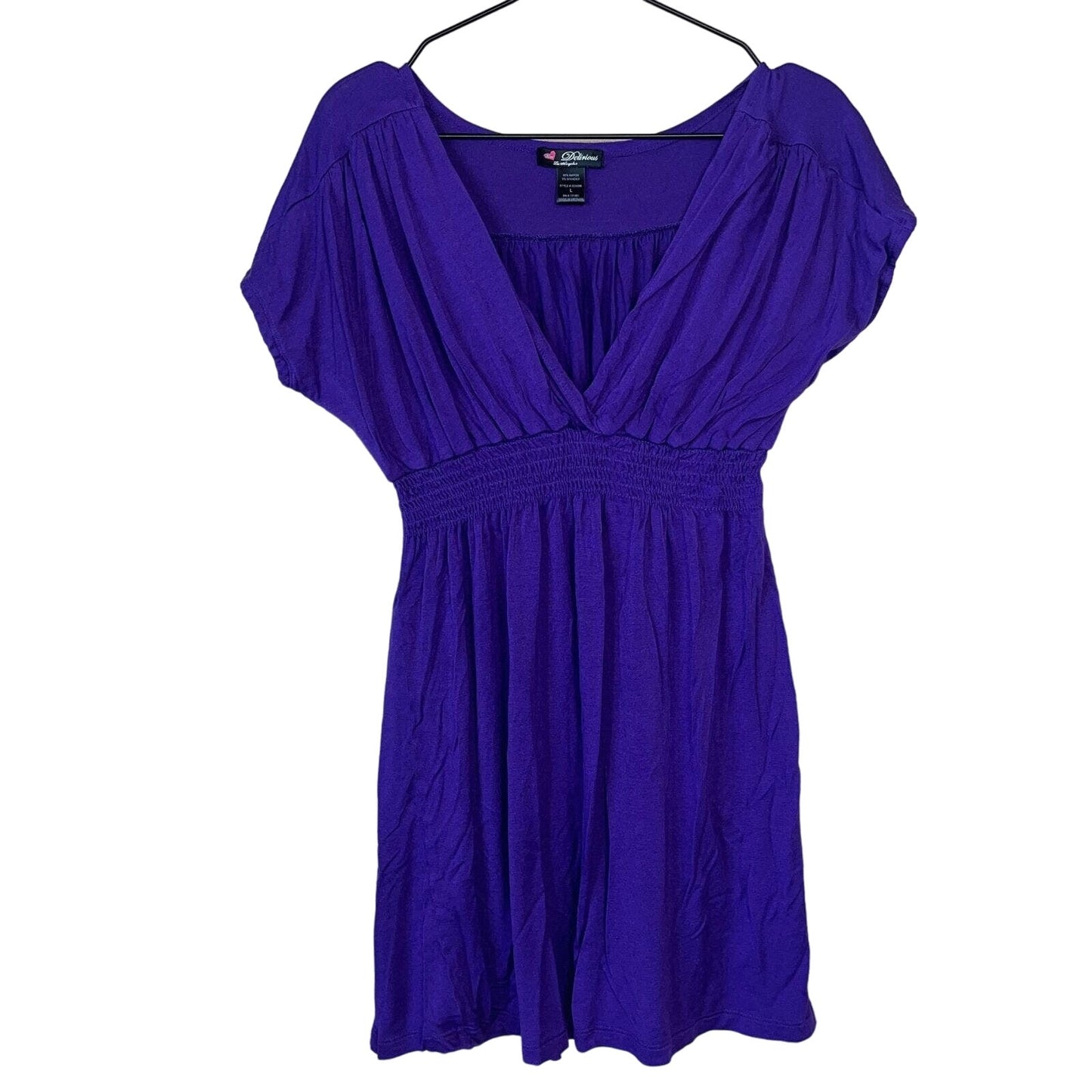 Vintage Y2K 2000s Delirious LA Womens Sz L Purple Tunic Dress V Neck