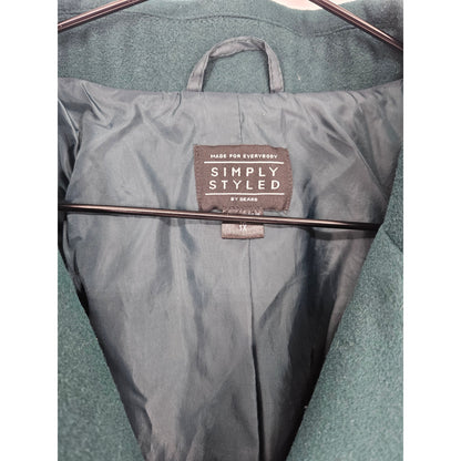 Simply Styled by Sears Womens Sz 1X Double Breasted Coat Emerald Green