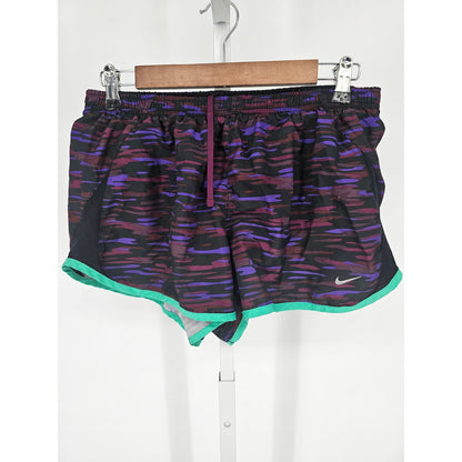 Nike Womens Sz L Lined Running Athletic Shorts Purple Print