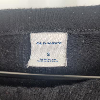 Old Navy Womens Sz S Knee Length Shirt Dress Solid Black Short Sleeve