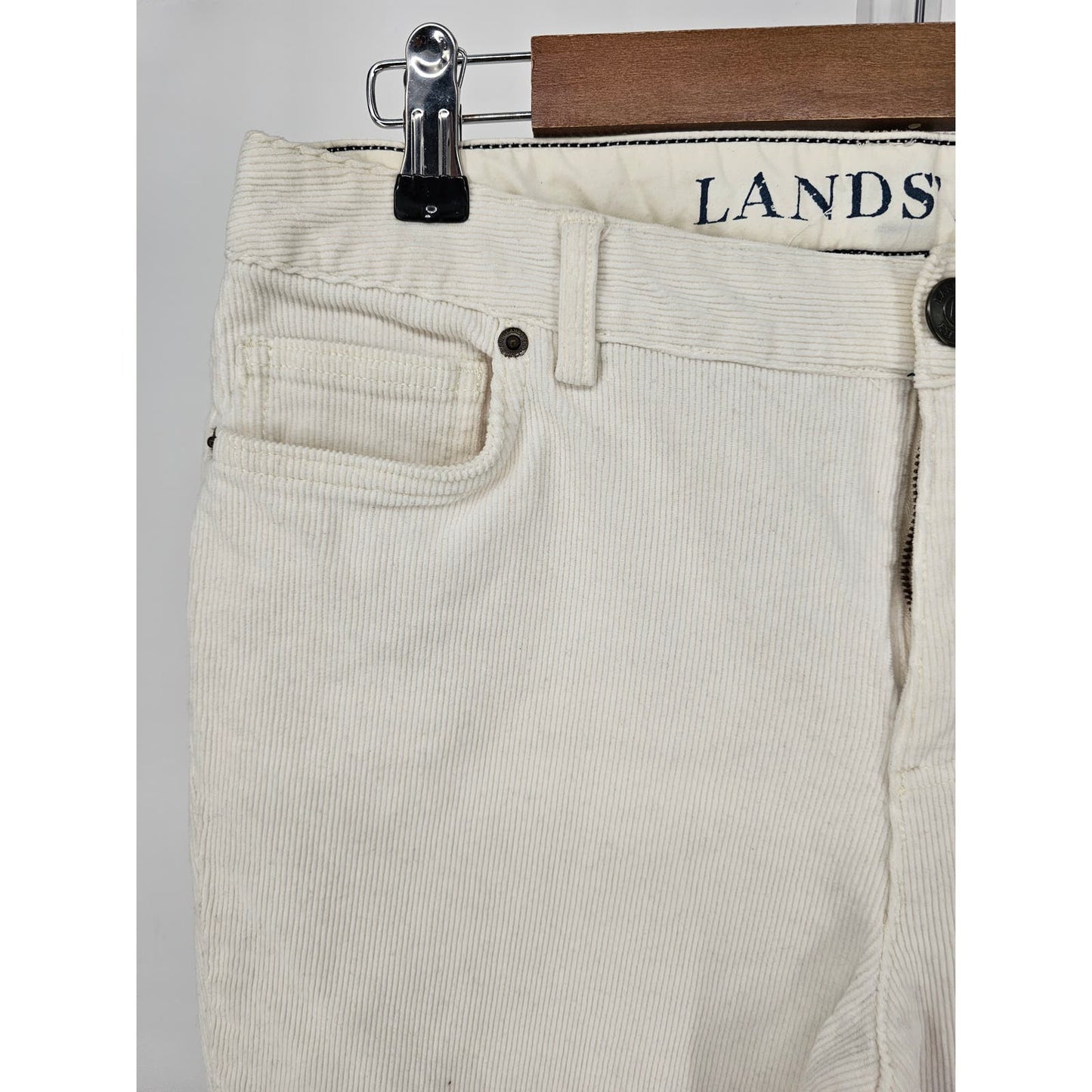 Lands End Womens Sz 10 Bootcut Cotton Corduroy Pants White Cream