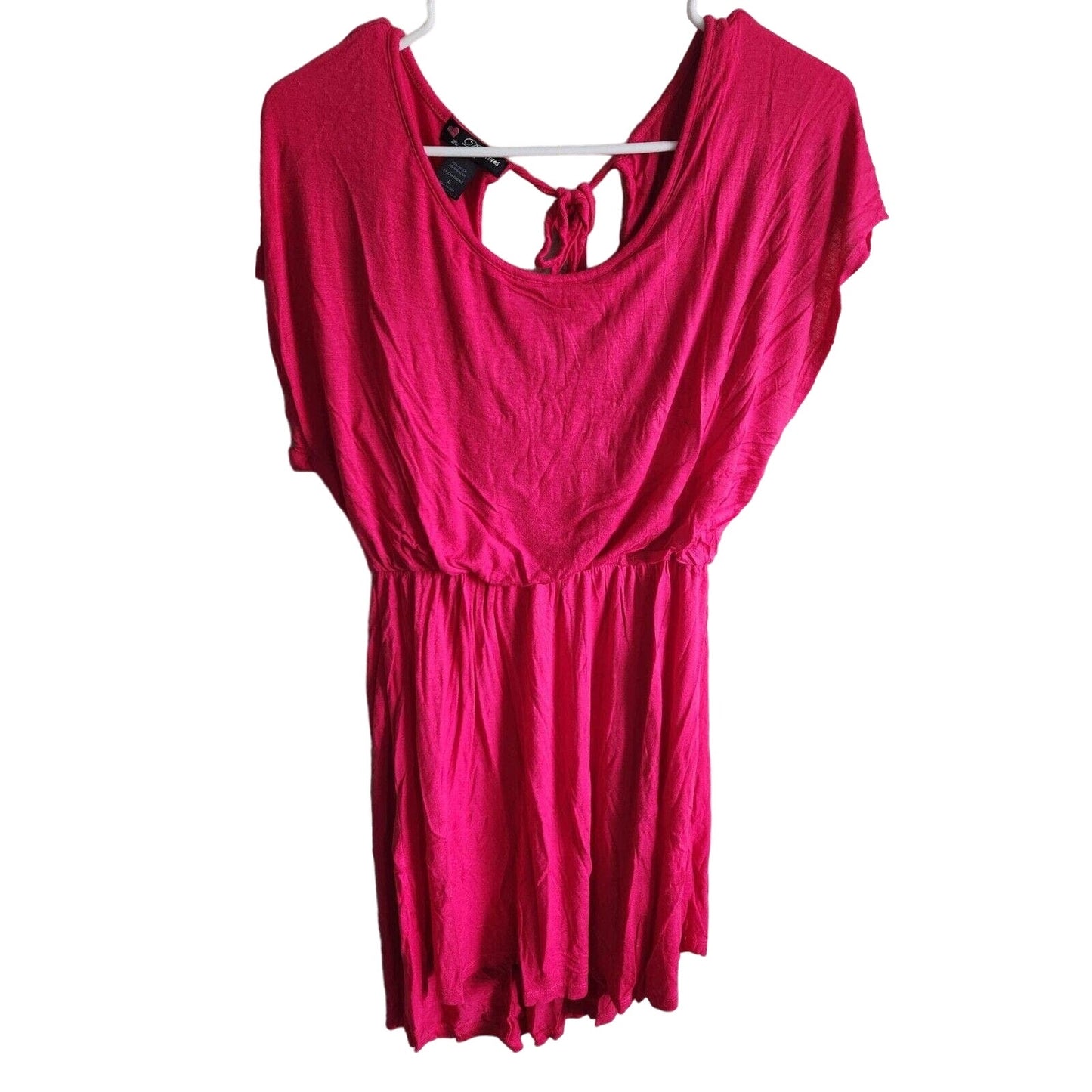 Vintage Y2K Delirious Womens Sz L High Low Hem Mini Dress Bright Pink