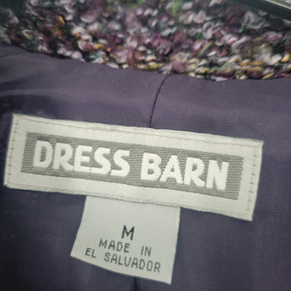Vintage 1990s Dressbarn Womens Sz M Button Up Tweed Jacket Dark Purple