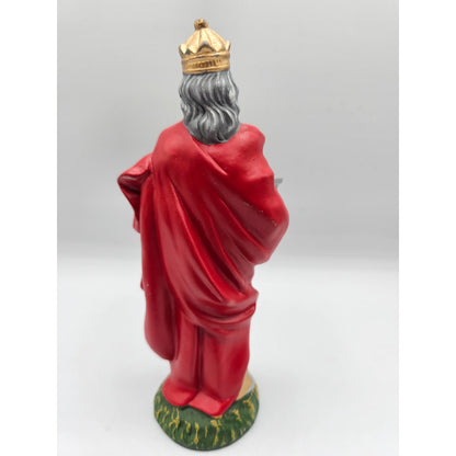 Vintage 1960s Paper Mache Christmas Nativity Figure Wiseman Red Depose Fontanini