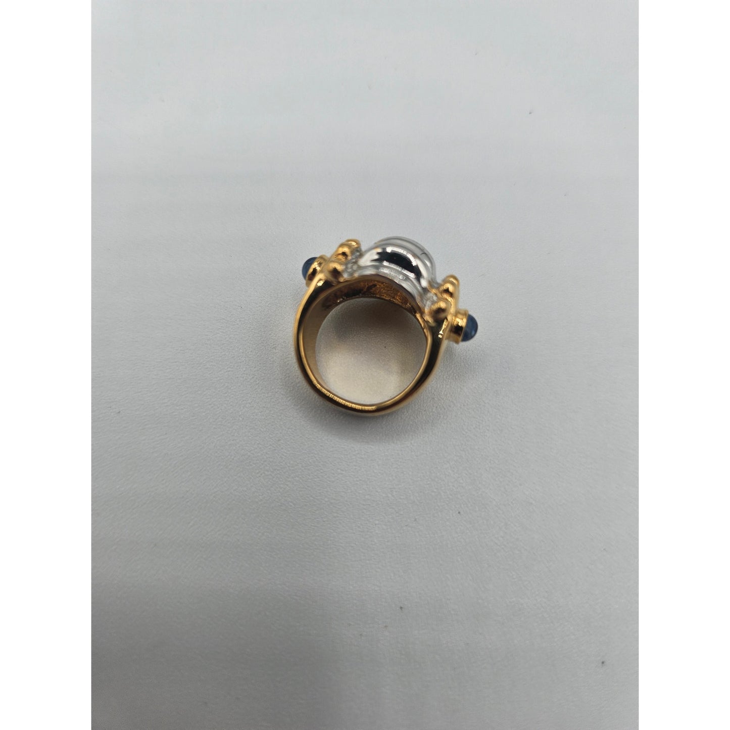 Vintage BARCS Silver TONE Amber Orange Glass CABOCHON Clip ON Earrings