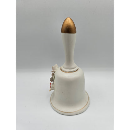 Vintage Hand Painted Porcelain Bell Floral Front Gold Top